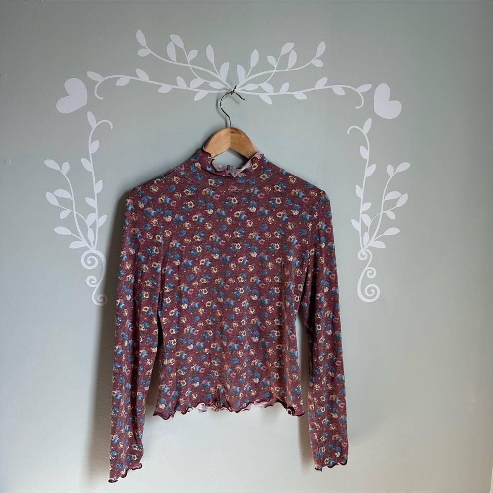 Lightweight Nat & Bee Cropped Floral Turtleneck Blouse in size US M